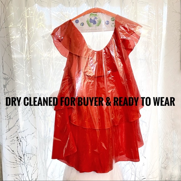 Forever 21 silk orange layered ruffle rows scoop neck tank top sleeveless blouse - Picture 6 of 6